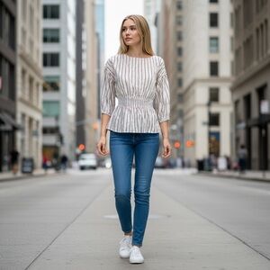 Striped White Top
New